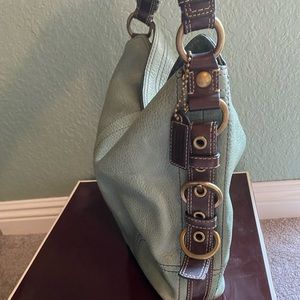 Large Leather Blue Coach Purse